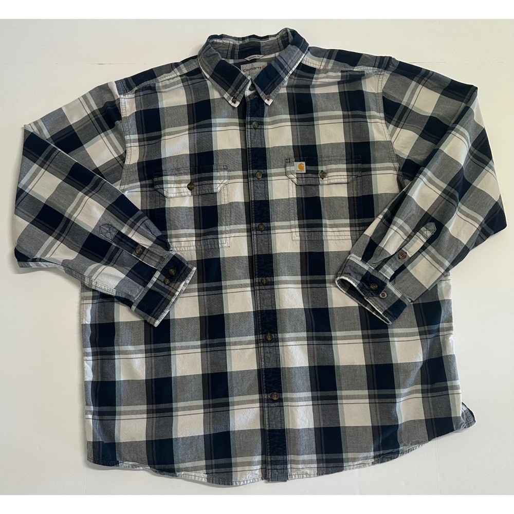 Carhartt Mens 2XL Plaid Button Down Shirt Long Sleeve Cotton Workwear 104447 126